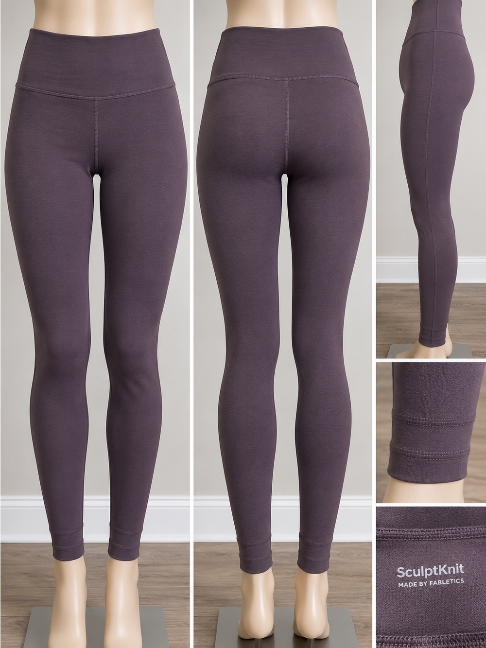 Fabletics SculptKnit High Rise Leggings Brown Taupe Compression Skinny Pants